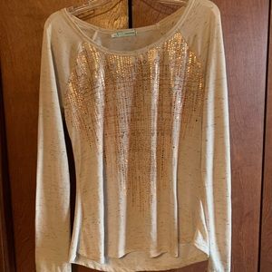 Beige shirt with beaded front
